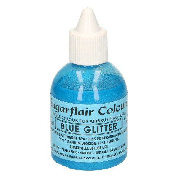 Sugarflair - Colorante per Aerografo Blu con Brillantini 60 Ml
