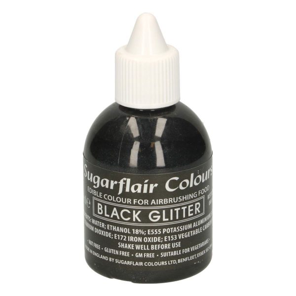 Sugarflair - Colorante per Aerografo Nero con Brillantini 60 Ml