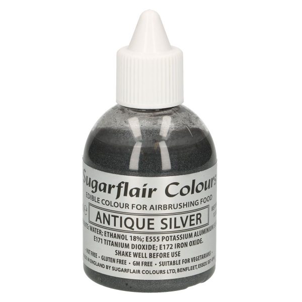 Sugarflair - Colorante per Aerografo Argento Antico 60 Ml